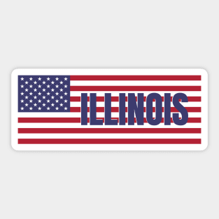 Illinois State in American Flag Sticker